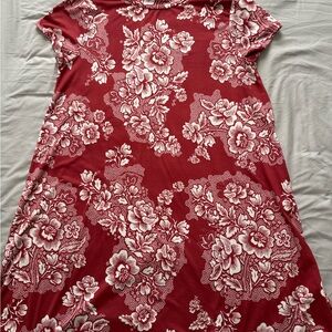 Pink Rose Red and White Floral Dress